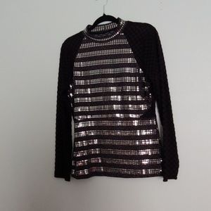 Venus xl black and silver sequin top